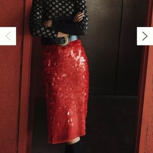 ANTHROPOLOGIE MAEVE SEQUIN TEARDROP PAILLETTE MIDI SKIRT